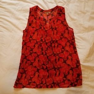 Sheer Red Orange Maroon Sleeveless Work Top